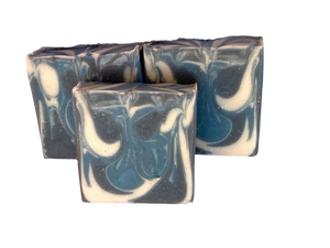 black, blue & white swirled mountain man soap