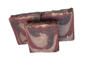 red and brown swirled soap