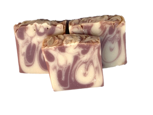 pink and white swirled soap