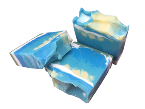 blue, yellow, green & white prairie thunderstorm soap