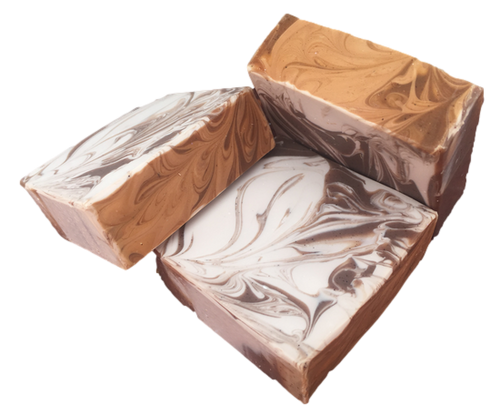 brown and white swirled soap