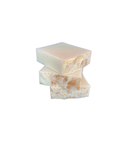 bright white fresh snow soap with gold glitter on top