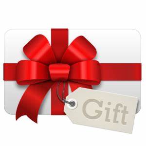 white gift with red bow - gift card